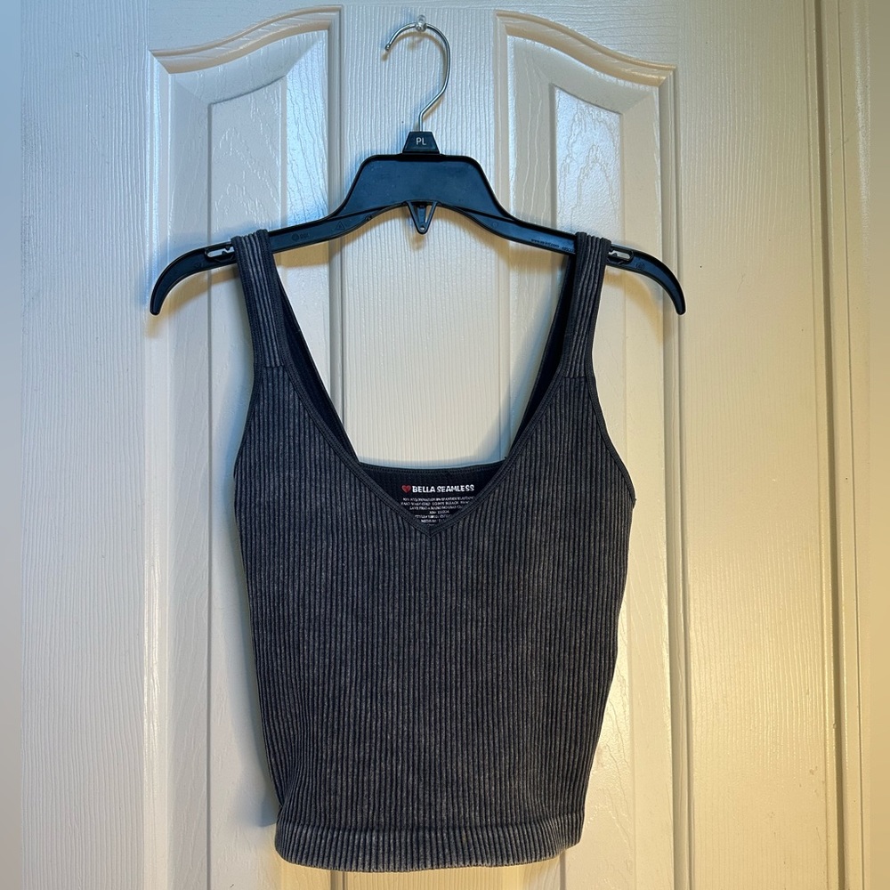Dark Grey Acid Wash Active Tank Top